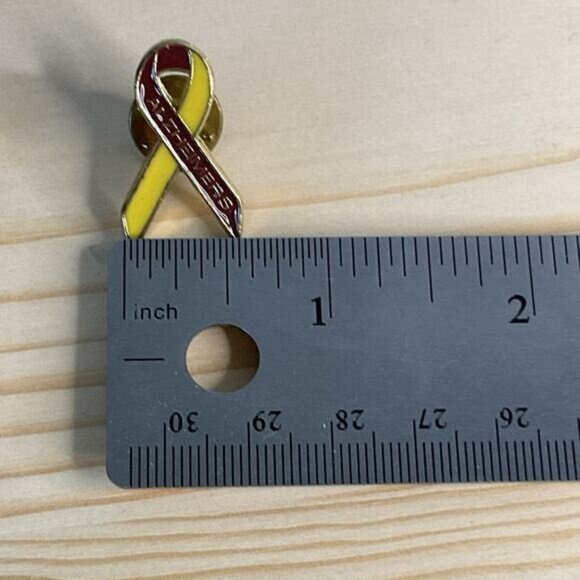Alzheimers Awareness Yellow & Burgundy Ribbon Lapel Pin - Picture 5 of 5